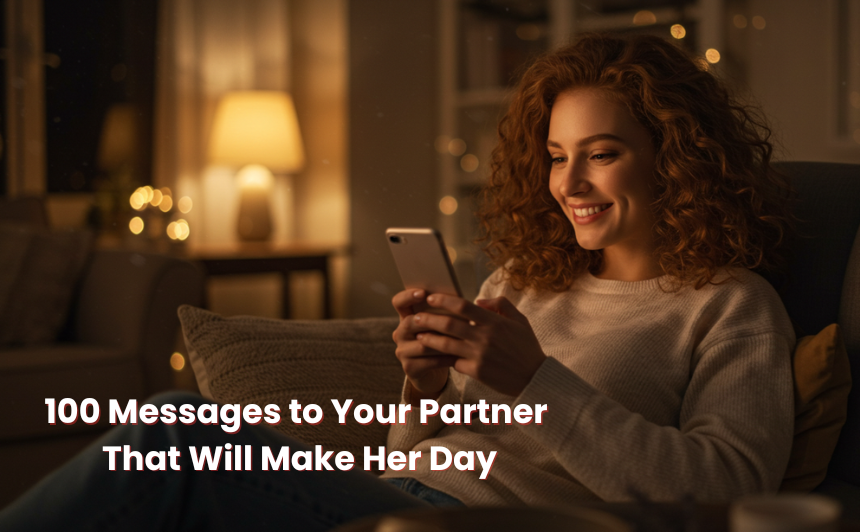 Send love and warmth with these 100 messages to your partner that will brighten her mood, make her smile, and strengthen your relationship.