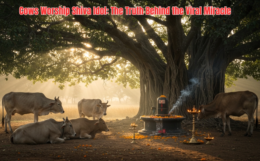 A viral story shows how cows worship Shiva idol in a remote Indian village. Discover the spiritual, cultural, and mysterious truths behind this divine event.