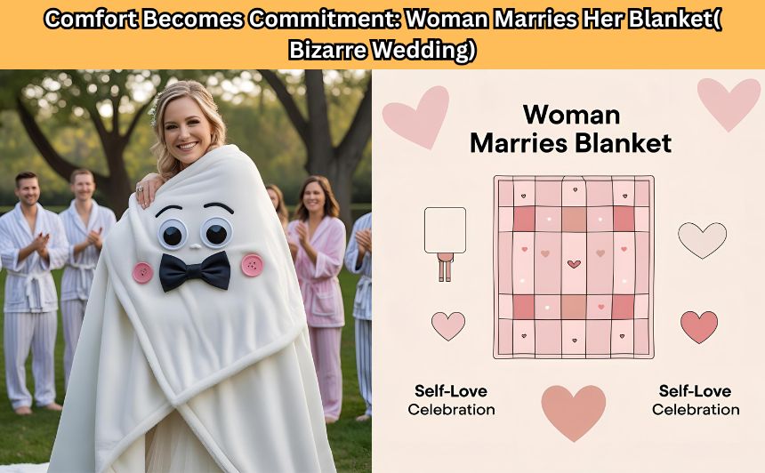 A woman marries her blanket in a bizarre wedding ceremony, claiming it gives her love, comfort, and warmth. See why this true story went viral.